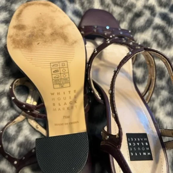 WHBM Cabernet Studded High Heel Sandals women's size 7.5 - Picture 5 of 6